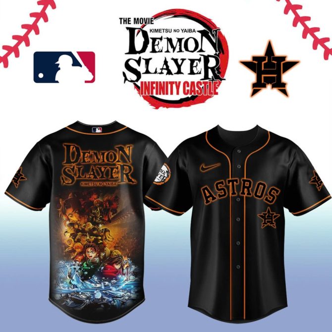 Demon Slayer X Astros Baseball Jersey - Anime Fan Gear For Mlb Enthusiasts