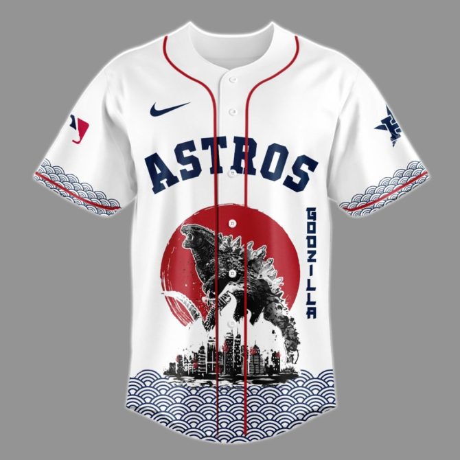 Limited Edition Godzilla X Astros Baseball Jersey – Unleash The Beast In Style! - Image 2