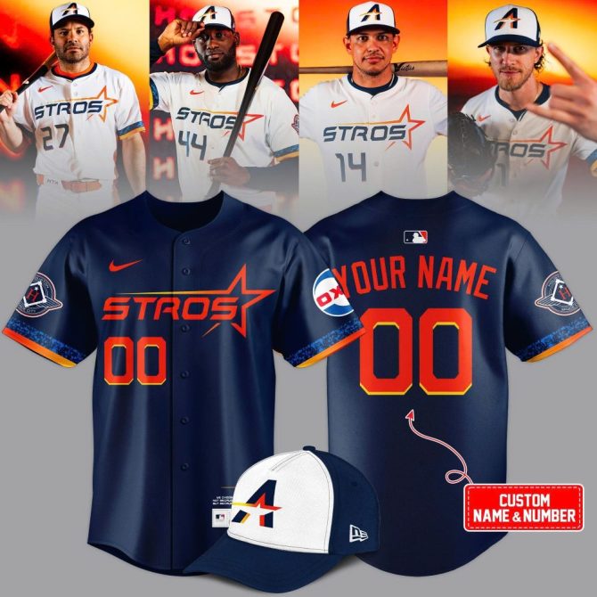 Customizable Astros Jersey & Cap Set - Add Your Name & Number - Perfect Gift For Fans!