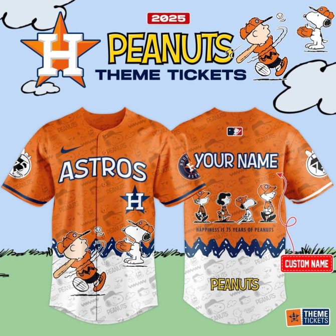Custom Astros Peanuts Jersey 2025 - Personalized Mlb Fan Gear With Charlie Brown & Snoopy