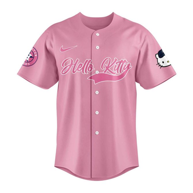 Limited Edition Hello Kitty X Houston Astros Pink Jersey & Cap Set – Perfect Gift For Fans! - Image 2