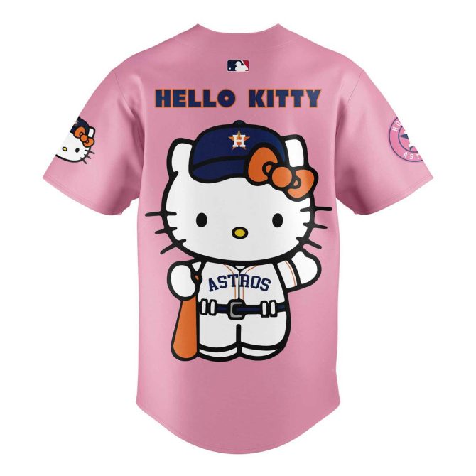 Limited Edition Hello Kitty X Houston Astros Pink Jersey & Cap Set – Perfect Gift For Fans! - Image 3