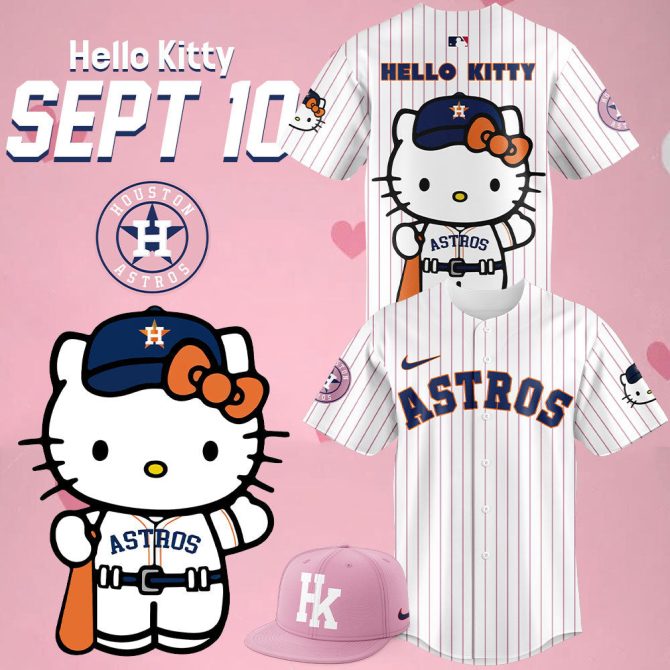 Limited Edition Hello Kitty Houston Astros Jersey & Cap Set – Perfect For Fans!