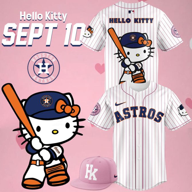 Limited Edition Hello Kitty Houston Astros Jersey & Cap Set - Perfect For Fans!