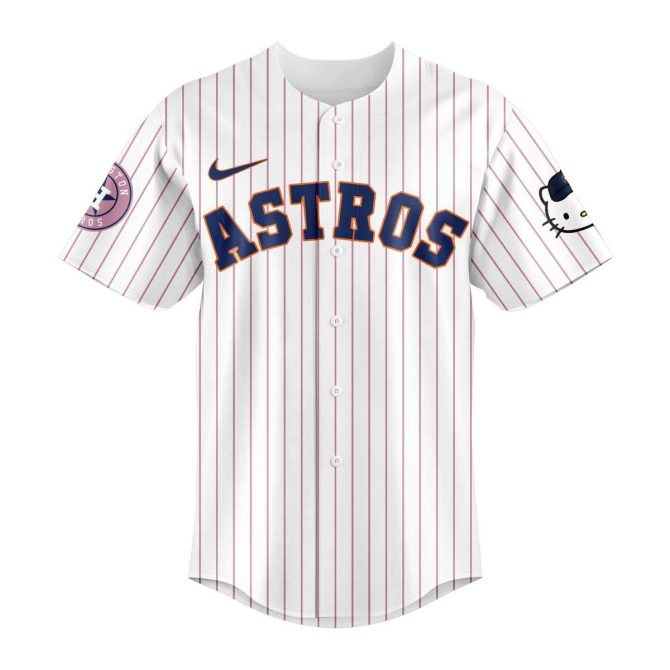 Limited Edition Hello Kitty Houston Astros Jersey & Cap Set – Perfect For Fans! - Image 2