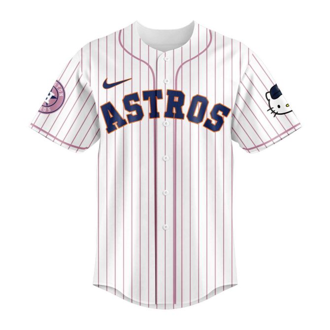 Limited Edition Hello Kitty Houston Astros Jersey & Cap Set - Perfect For Fans! - Image 3