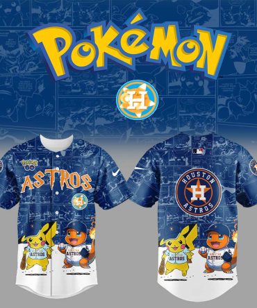 Limited Edition Pokémon Astros Baseball Jersey - Pikachu & Charizard Design - Perfect For Fans!