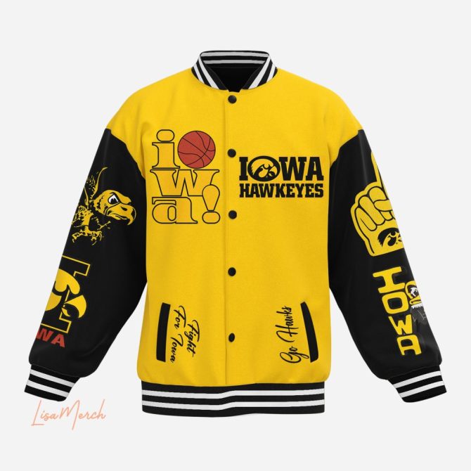 Iowa Hawkeyes Varsity Jacket - Bold Yellow & Black Sports Apparel For Fans - Image 2