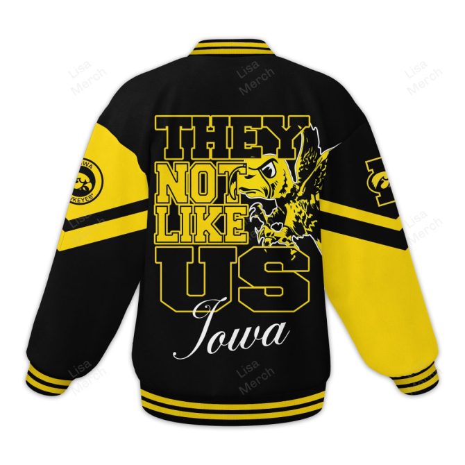 Iowa Hawkeyes Varsity Jacket - Bold Black & Gold Fan Gear, Perfect For Game Day! - Image 3