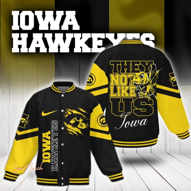Iowa Hawkeyes Varsity Jacket - Bold Black & Gold Fan Gear, Perfect For Game Day!