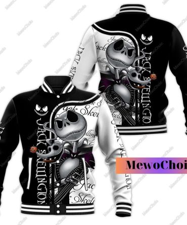 Jack Skellington Varsity Jacket - Stylish Black & White Unisex Bomber For Fans