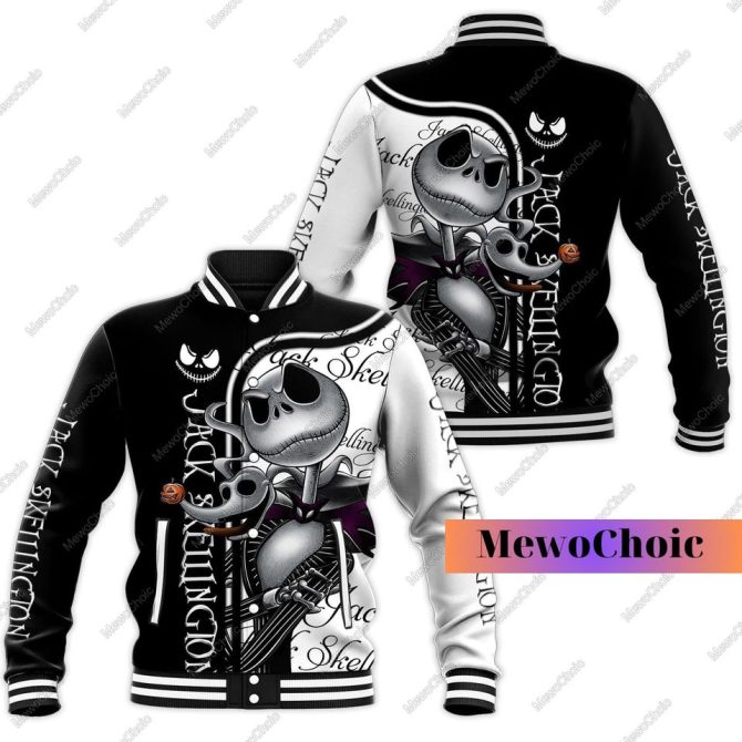 Jack Skellington Varsity Jacket - Stylish Black & White Unisex Bomber For Fans