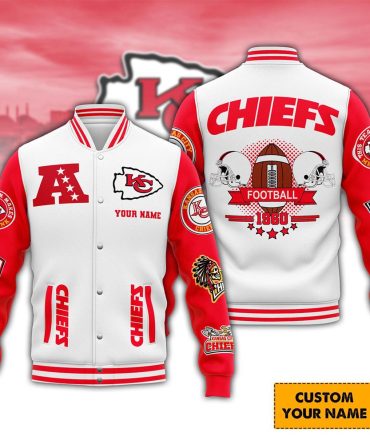Customizable Kansas City Chiefs Varsity Jacket - Personalized Name, Stylish Fan Gear
