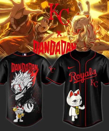 Exclusive Kc X Dandadan Anime Baseball Jersey – Bold Black Graphic Design