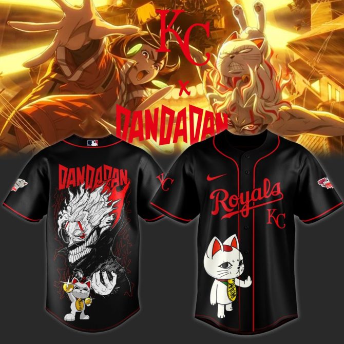 Exclusive Kc X Dandadan Anime Baseball Jersey – Bold Black Graphic Design
