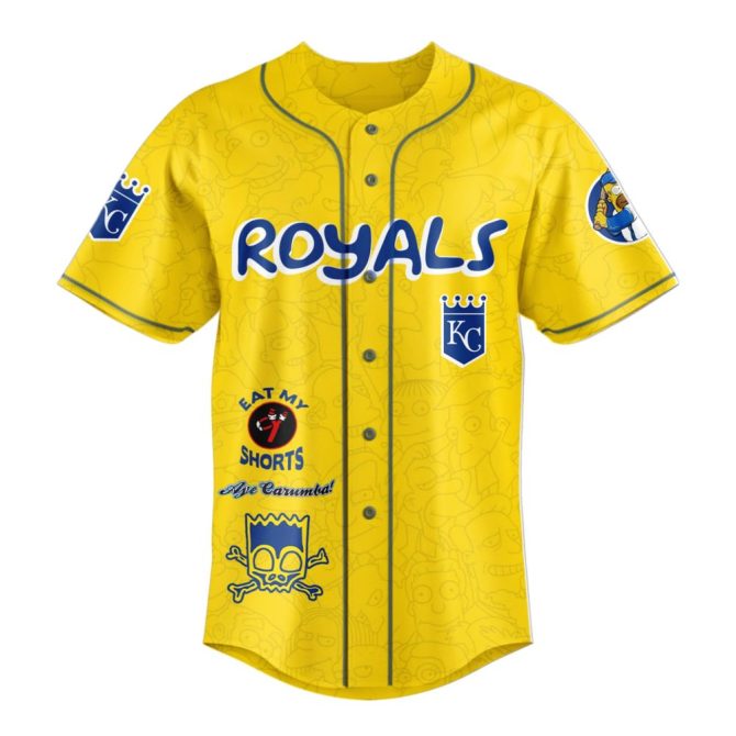 Kc Royals X The Simpsons Limited Edition Baseball Jersey - Vibrant Yellow Design - Image 2
