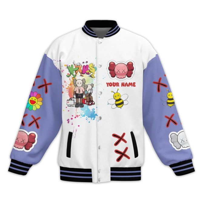 Customizable Kaws Art Jacket - Add Your Name! Trendy Streetwear Varsity Style - Image 2