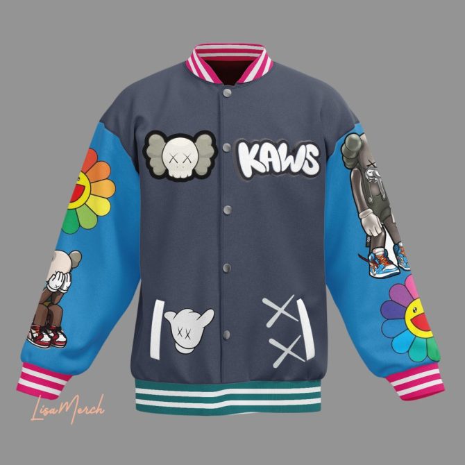 Limited Edition Kaws Varsity Jacket – Vibrant Streetwear With Iconic Art Design - Image 2