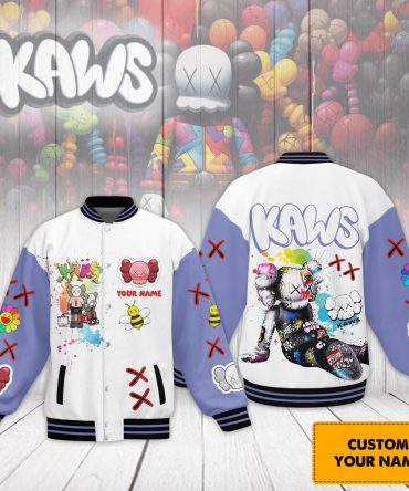 Customizable Kaws Art Jacket - Add Your Name! Trendy Streetwear Varsity Style