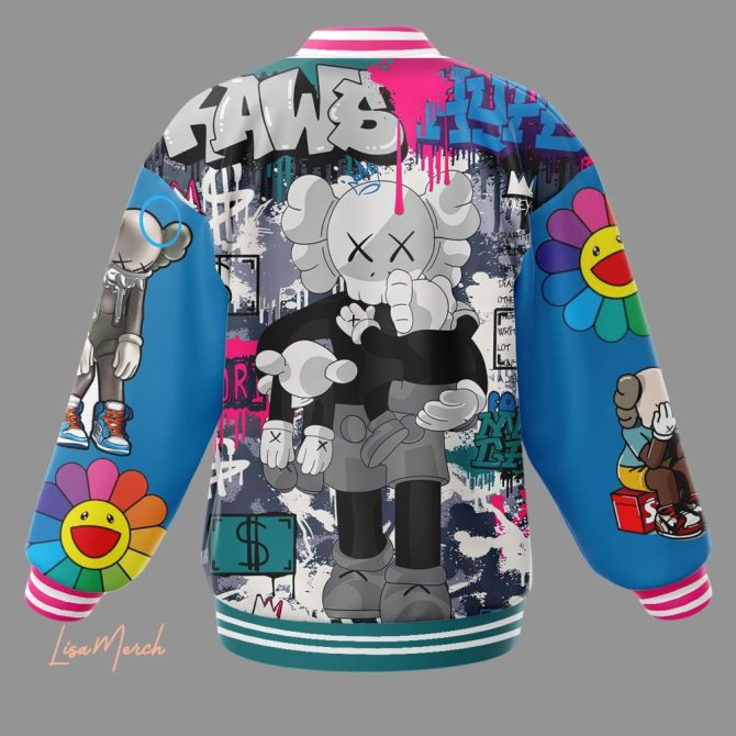 Limited Edition Kaws Varsity Jacket – Vibrant Streetwear With Iconic Art Design - Image 3