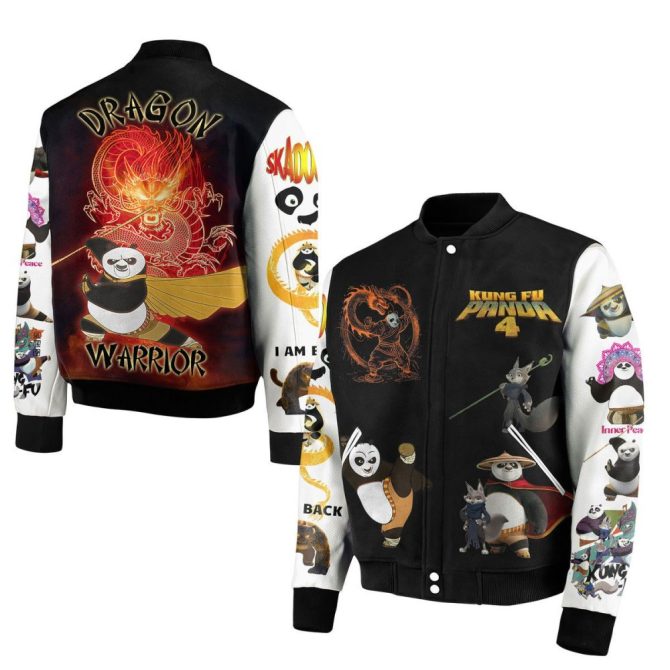 Kung Fu Panda 4 Bomber Jacket - Dragon Warrior Design, Vibrant Graphics, Unisex Casual Wear