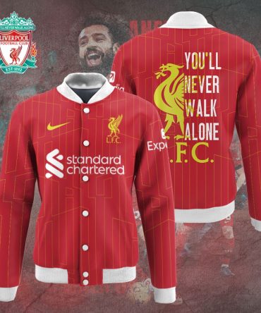 Liverpool Fc Red Varsity Jacket - You'Ll Never Walk Alone - Official Fan Gear