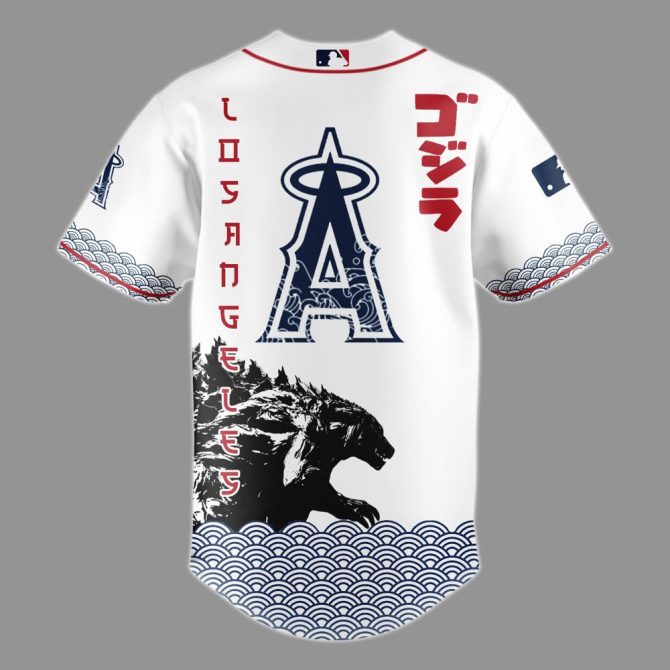 Limited Edition Godzilla X Angels Baseball Jersey – Unique Design, Perfect Gift For Fans! - Image 3