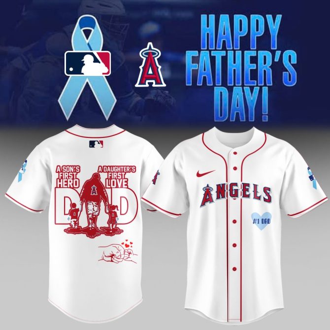 Celebrate Dad: Angels Baseball Jersey - A Son’S First Hero, A Daughter’S First Love - Perfect Father’S Day Gift!