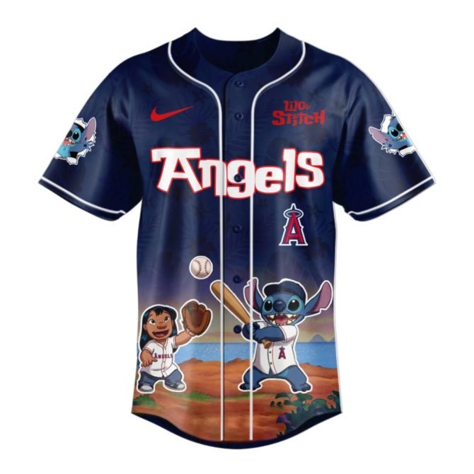 Exclusive Lilo & Stitch X Mlb Angels Jersey – Limited Edition Sportswear - Image 2