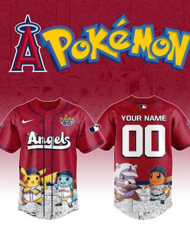 Customizable Pokémon Angels Baseball Jersey – Pikachu, Squirtle & Charmander Design