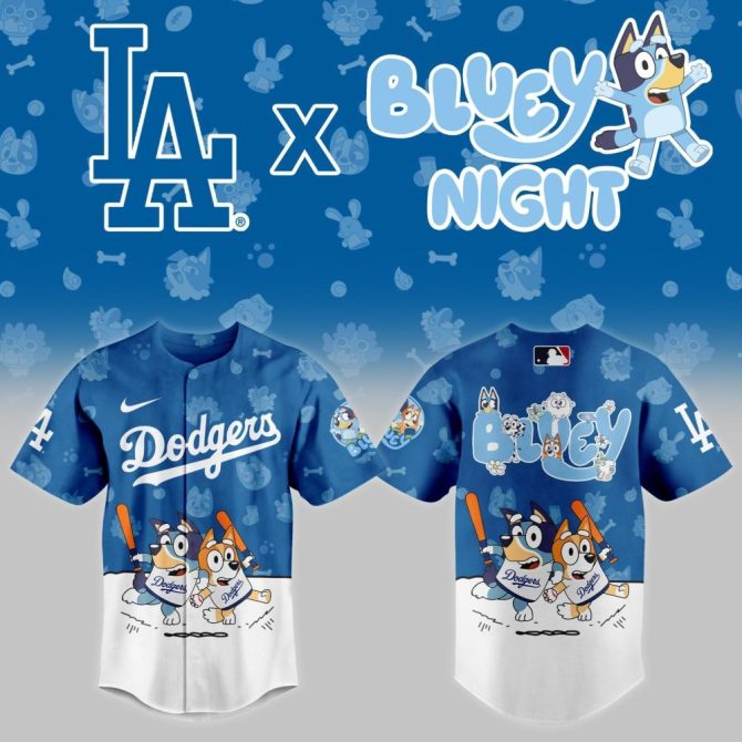 Limited Edition Dodgers X Bluey Night Jersey - Official Mlb Kids Apparel