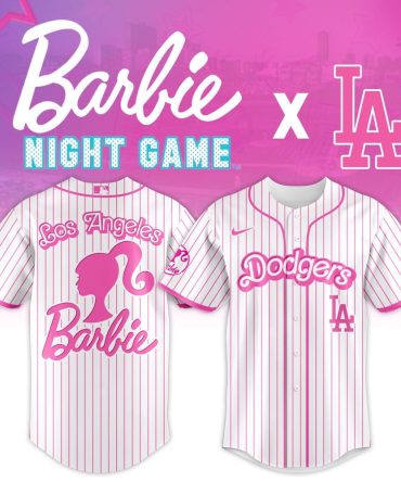 Limited Edition Barbie X La Dodgers Pink Striped Jersey - Stylish Baseball Apparel