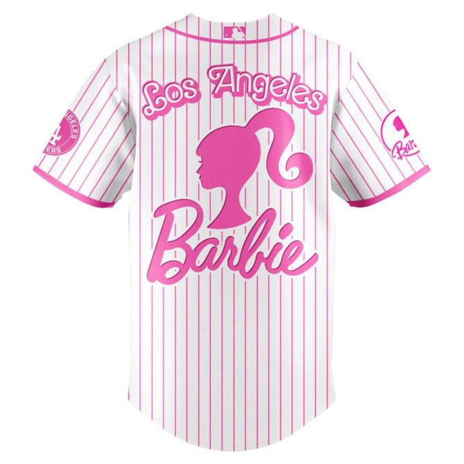 Limited Edition Barbie X La Dodgers Pink Baseball Jersey - Stylish & Unique Fan Gear! - Image 3