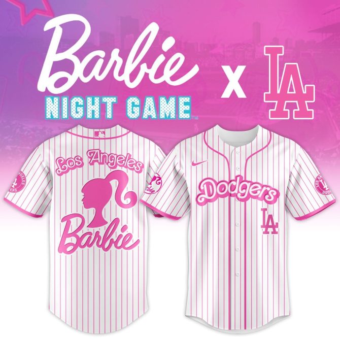 Limited Edition Barbie X La Dodgers Pink Baseball Jersey - Stylish & Unique Fan Gear!