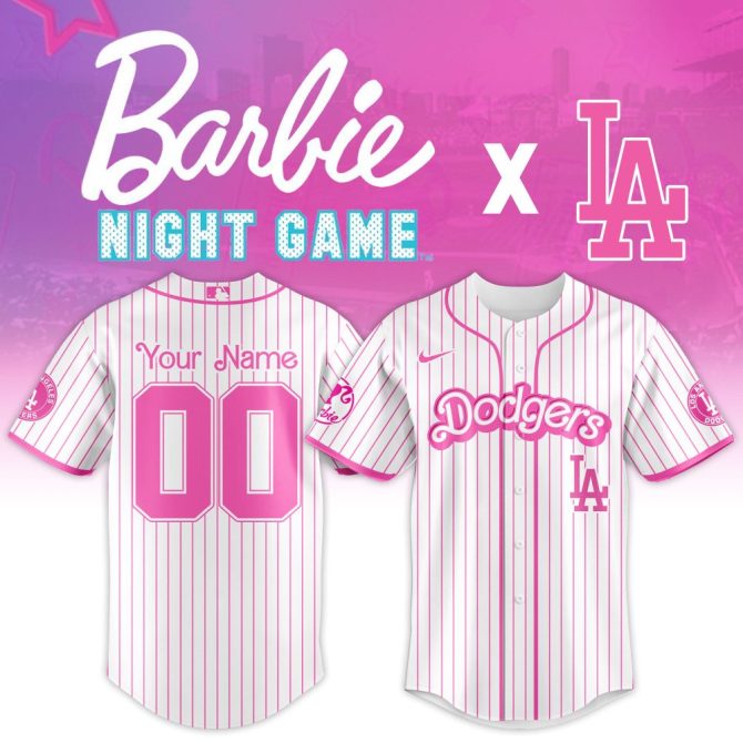 Barbie X La Dodgers Custom Jersey - Personalized Pink Mlb Fan Gear