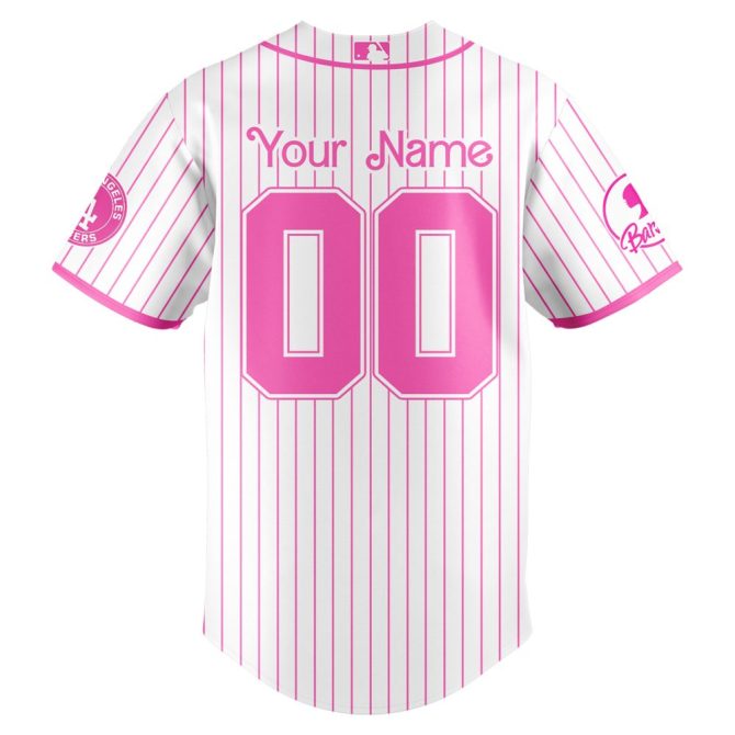 Barbie X La Dodgers Custom Jersey - Personalized Pink Mlb Fan Gear - Image 3