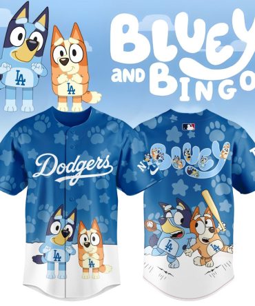 Bluey & Bingo Dodgers Jersey - Fun Kids Baseball Shirt Gift - Official Mlb Apparel