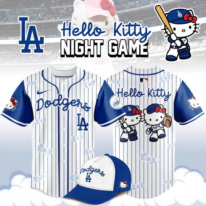 Hello Kitty Dodgers Jersey & Cap Set - Official Mlb Night Game Gear
