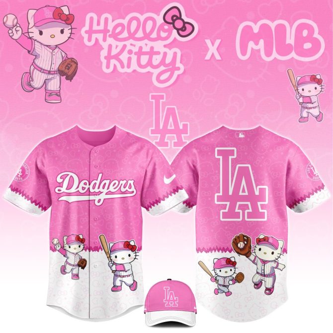 Hello Kitty X Mlb Dodgers Pink Jersey & Cap Set - Limited Edition Fan Gear