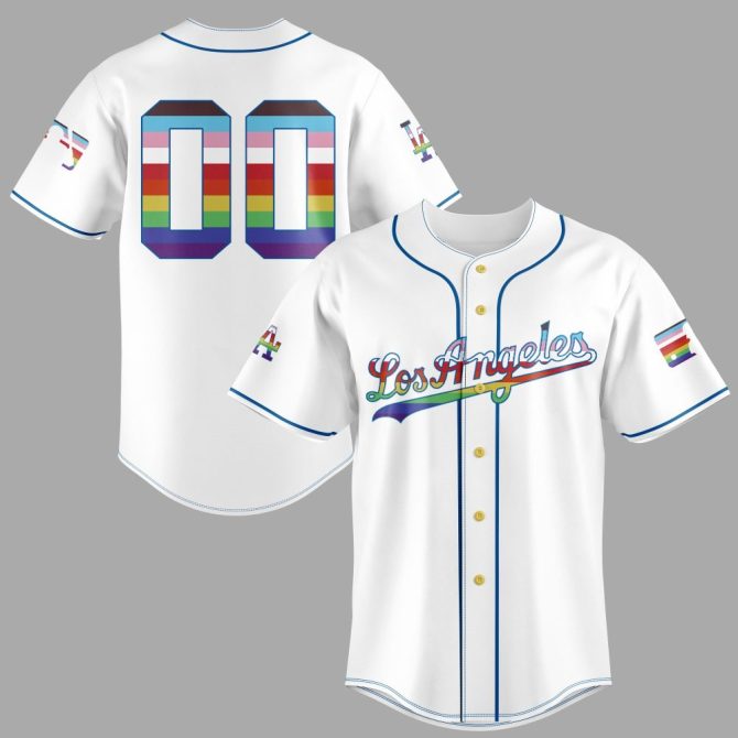 Los Angeles Pride Baseball Jersey - Customizable Number & Lgbtq+ Stripes - Unisex Sport Shirt