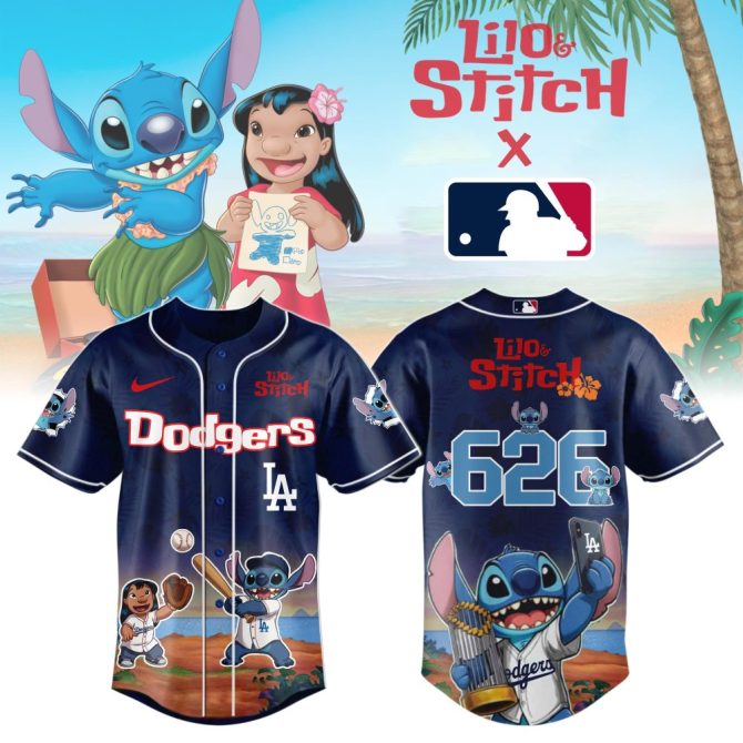 Limited Edition Lilo & Stitch Dodgers Baseball Jersey – Perfect For Fans & Collectors!