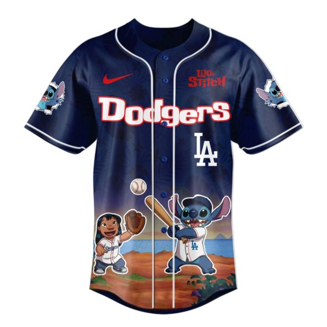 Limited Edition Lilo & Stitch Dodgers Baseball Jersey – Perfect For Fans & Collectors! - Image 2