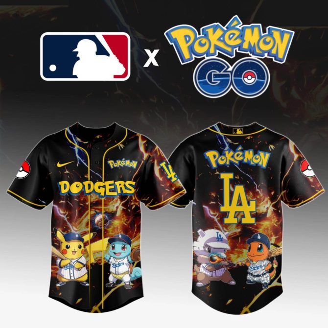 Exclusive Mlb X Pokémon Go Dodgers Jersey - Pikachu & Charmander Design