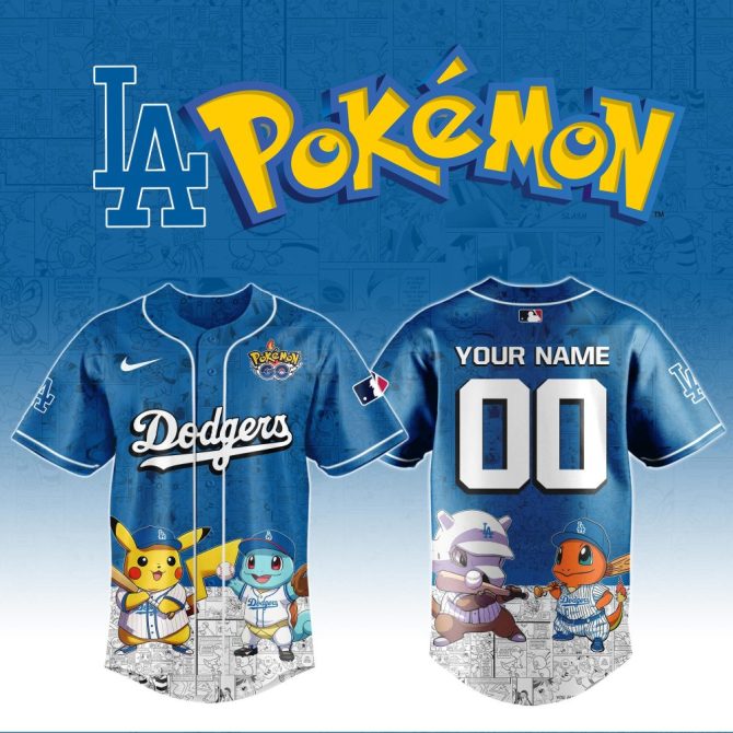 Custom La Dodgers Pokémon Baseball Jersey - Personalized Fan Gear With Pikachu & Charmander