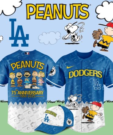 Celebrate In Style: Peanuts 75Th Anniversary Dodgers Jersey & Cap Set – Limited Edition!