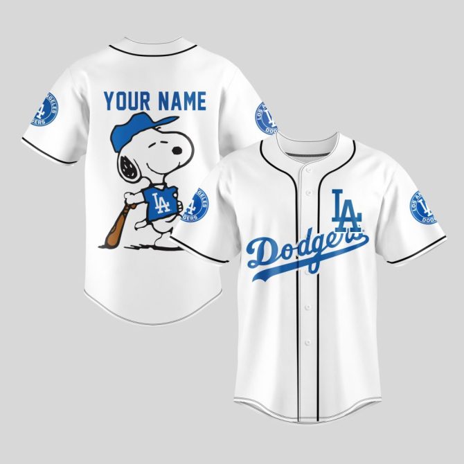 Custom La Dodgers Snoopy Baseball Jersey – Personalize With Your Name!