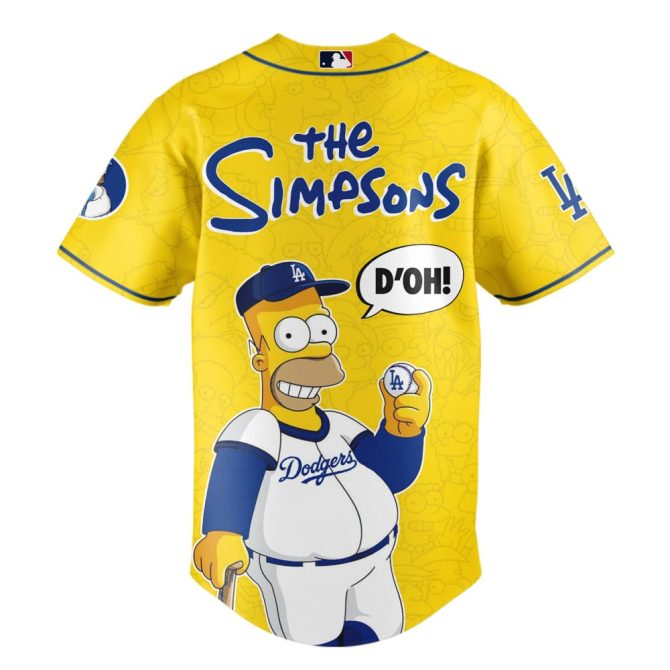 Limited Edition Dodgers X Simpsons Baseball Jersey – Stylish Yellow Fan Gear! - Image 3