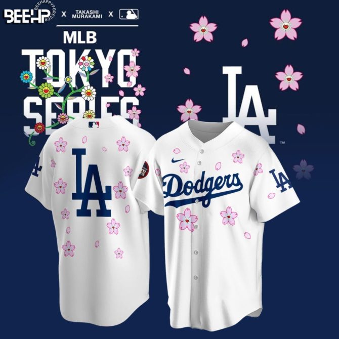 Limited Edition Dodgers Tokyo Series Jersey - Cherry Blossom Design By Takashi Murakami
