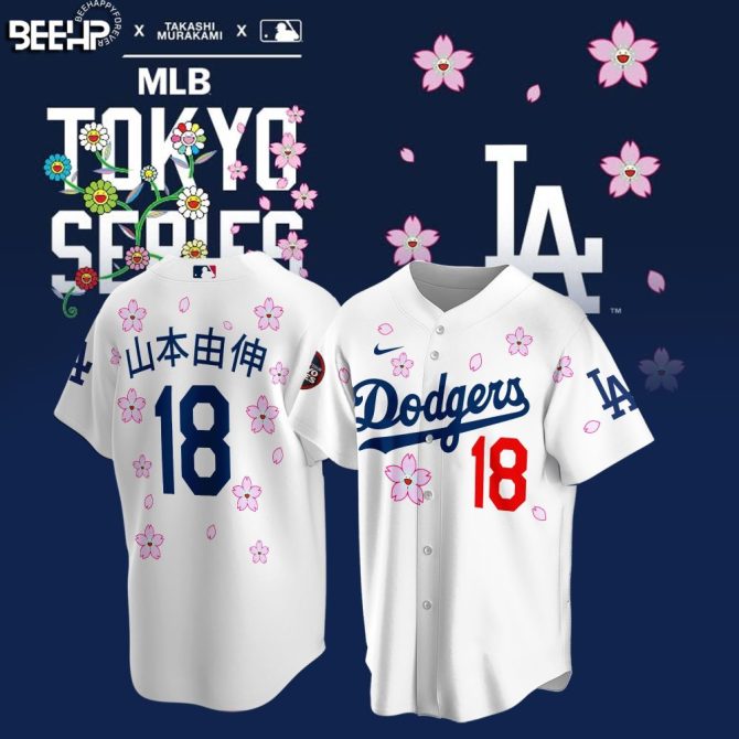 Limited Edition Mlb Tokyo Series Dodgers Jersey - Cherry Blossom Design