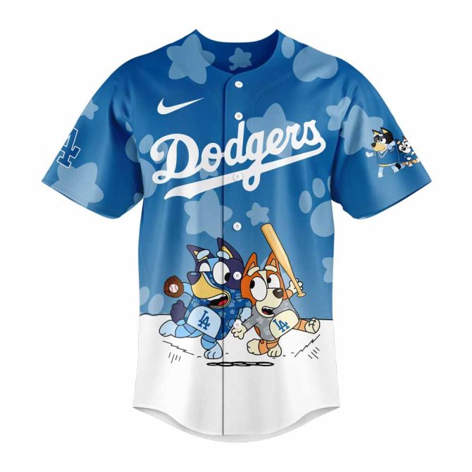 Bluey & Bingo Dodgers Baseball Jersey - Kids' Fun Sports Shirt - Image 2